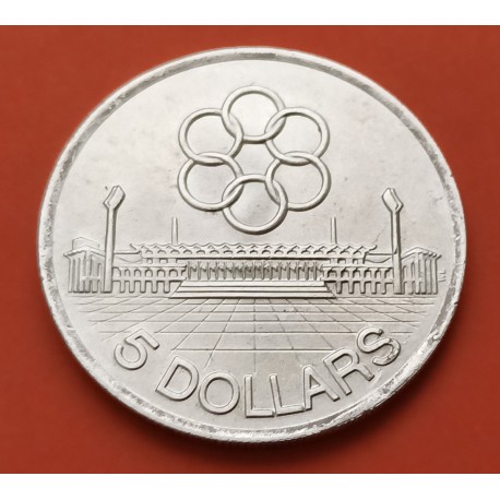 SINGAPUR 5 DOLARES 1973 SEAP ASIAN GAMES AROS KM.10 MONEDA DE PLATA SC- Singapore silver coin R/2