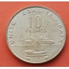 DJIBOUTI 10 FRANCOS 1999 BARCOS y ESCUDO KM.23 MONEDA DE LATON SC- Africa Ex colonia FRANCIA YIBUTI