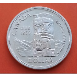 CANADA 1 DOLAR 1958 BRITISH COLUMBIA TOTEM INDIO KM.55 MONEDA DE PLATA EBC 1 Dollar silver coin