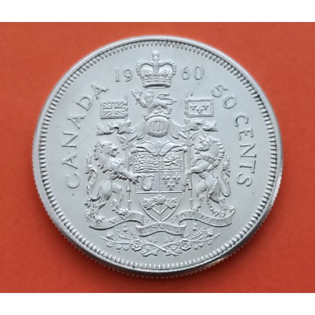 CANADA 50 CENTAVOS 1960 REINA ISABEL II KM.56 MONEDA DE PLATA MBC+ Half Dollar silver 50 Cents
