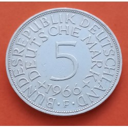 ALEMANIA 5 MARCOS 1966 F AGUILA y VALOR KM.112.1 MONEDA DE PLATA MBC- Germany BRD 5 Marks silver
