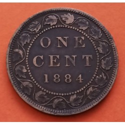 CANADA 1 CENTAVO 1884 H REINA VICTORIA KM.7 MONEDA DE BRONCE 1 Cent Queen Victory
