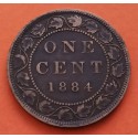 CANADA 1 CENTAVO 1884 H REINA VICTORIA KM.7 MONEDA DE BRONCE 1 Cent Queen Victory