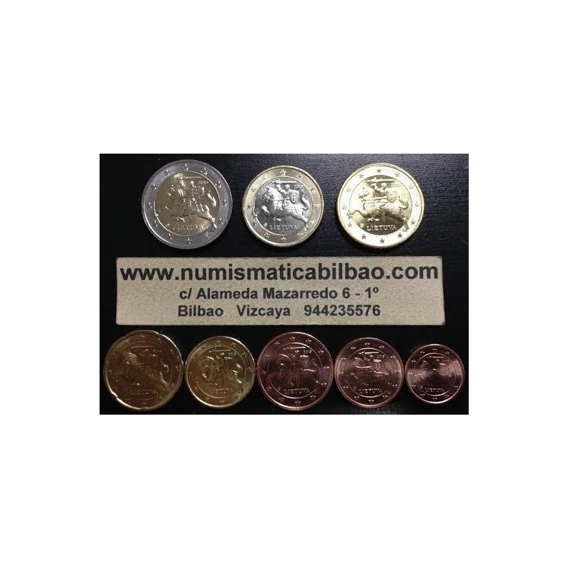 LITUANIA MONEDAS EUROS 2015 SC 1+2+5+10+20+50 Centimos + 1 EURO + 2 EUROS SERIE