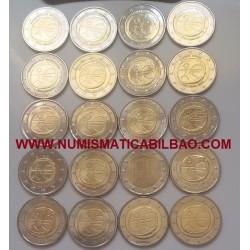 . 1 ALBUM LEUCHTTURM + 20 monedas x 2 EUROS 2009 EMU Aniversario SC 16 Países ALEMANIA A+D+F+G+J, FINLANDIA, LUXEMBURGO...