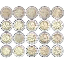 . 1 ALBUM LEUCHTTURM + 20 monedas x 2 EUROS 2009 EMU Aniversario SC 16 Países ALEMANIA A+D+F+G+J, FINLANDIA, LUXEMBURGO...