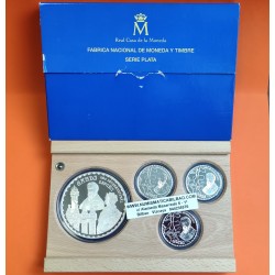 . 4 monedas x ESPAÑA 10 EUROS 2002 + 50 EUROS 2002 AÑO DE GAUDI PLATA ESTUCHE y CERTIFICADO FNMT