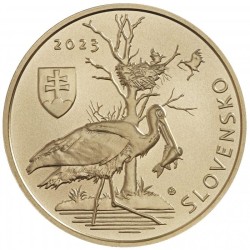 . 1 acoin 6ª moneda x ESLOVAQUIA 5 EUROS 2023 CIGUEÑA NEGRA Fauna LATON SC Slovakia