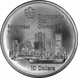 CANADA 10 DOLARES 1973 OLIMPIADA MONTREAL 1976 RASCACIELOS KM.87 MONEDA DE PLATA SC 10 Dollars SKYLINE 1,45 ONZAS