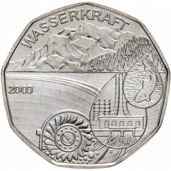 . 1 aaacoin @COINCARD@ AUSTRIA 5 EUROS 2003 PRESA WASSERS MONEDA DE PLATA SC Österreich silver WASSERKRAFT