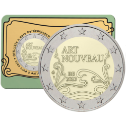 . 1 acoin BELGICA 2 EUROS 2023 ART NOUVEAU SC MONEDA BIMETÁLICA Belgium COINCARD OFICIAL