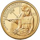 ESTADOS UNIDOS 1 DOLAR 2014 P INDIA SACAGAWEA y JEFE INDIO CON PIPA DE LA PAZ MONEDA DE LATON SC NATIVE