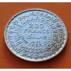MARRUECOS 200 FRANCOS 1953 PROTECTORADO de FRANCIA ESTRELLA DE DAVID KM.53 MONEDA DE PLATA EBC+ Morocco silver 200 Francs