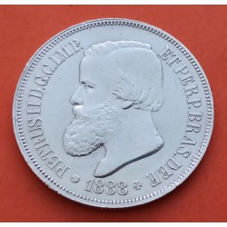 BRASIL 500 REIS 1888 BUSTO DEL REY PEDRO II KM.480 MONEDA DE PLATA EBC Brazil 500 Reais silver coin BRAZIL