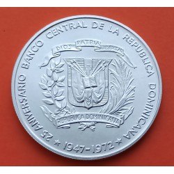 REPUBLICA DOMINICANA 1 PESO 1972 1947 CASA DE LA MONEDA 25 ANIVERSARIO KM.34 MONEDA DE PLATA SC Dominican Republic silver coin