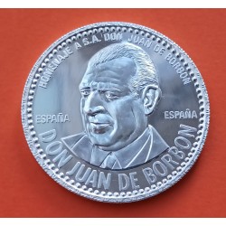 0,76 ONZAS x ESPAÑA MEDALLA DE PLATA PURA Años 1980 DON JUAN DE BORBON 23,70 gramos RAYITAS 41 mm