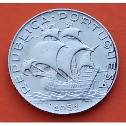 PORTUGAL 2,50 ESCUDOS 1951 CARABELA KM.580 MONEDA DE PLATA EBC República Portuguesa silver