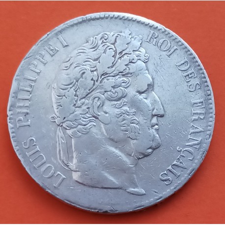 FRANCIA 5 FRANCOS 1834 W Ceca de LILLE LOUIS PHILIPPE II ROI DE FRANCE KM.749.13 MONEDA DE PLATA @RARA@ Silver coin Francs