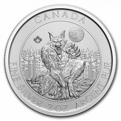 . 2 ONZAS 2021 x CANADA 10 DOLARES 2021 HOMBRE LOBO MONEDA DE PLATA SC silver coin SI CAPSULA Oz WEREWOLF