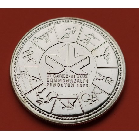 CANADA 1 DOLAR 1978 JUEGOS DE LA COMMONWEALTH EN EDMONTON KM.121 MONEDA DE PLATA SC $1 Dollar Silver