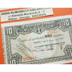 . 1 Billete EBC x BILBAO EUSKADI 10 PESETAS 1937 CAJA MONTE DE PIEDAD Pick S.560 GUERRA CIVIL Euzkadi