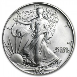 ESTADOS UNIDOS 1 DOLAR 1986 EAGLE LIBERTY PLATA SIN CIRCULAR Oz