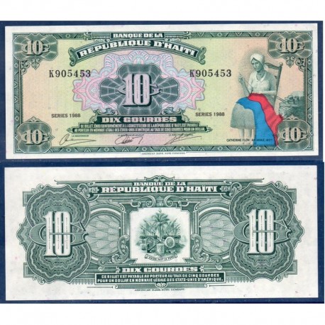 HAITI 10 GOURDES 1988 SANITI CATHERINE Pick 247 BILLETE SC Republique D'Haiti UNC BANKNOTE