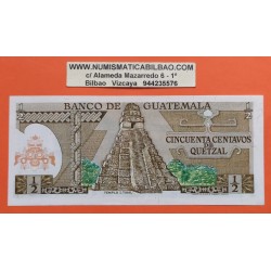 @RARO@ GUATEMALA 1/2 QUETZAL 1978 TECUN UMAN INDIO ATAVIADO Pick 58 BILLETE SC 0,50 Centavos UNC BANKNOTE