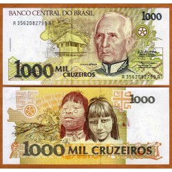 BRASIL 1000 CRUZEIROS 1990 CANDIDO RONDON e INDIGENAS Pick 231B BILLETE SC Brazil UNC BANKNOTE