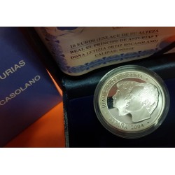 ESPAÑA 10 EUROS 2004 BODA REAL DE FELIPE PRINCIPE DE ASTURIAS y DOÑA LETIZIA ORTIZ MONEDA DE PLATA ESTUCHE CERTIFICADO FNMT