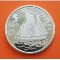 . 1 ONZA de PLATA PURA x ESPAÑA 5 ECU 1993 HOMENAJE A DON JUAN DE BORBON BARCO EL SALTILLO MONEDA PROOF FNMT 5 ECUS 1993 OZ