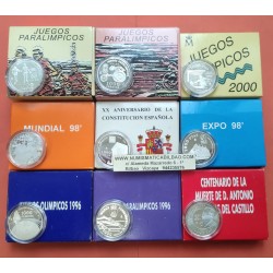 . ESPAÑA 1000 PESETAS 1995+1996+1997+1998+1999+2000 PLATA LOTE