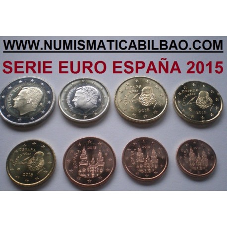 ESPAÑA MONEDAS EURO 2015 SIN CIRCULAR 1+2+5+10+20+50 Centimos 1 EURO + 2 EUROS 2015 REY FELIPE VI @PRIMER AÑO DE EMISION@