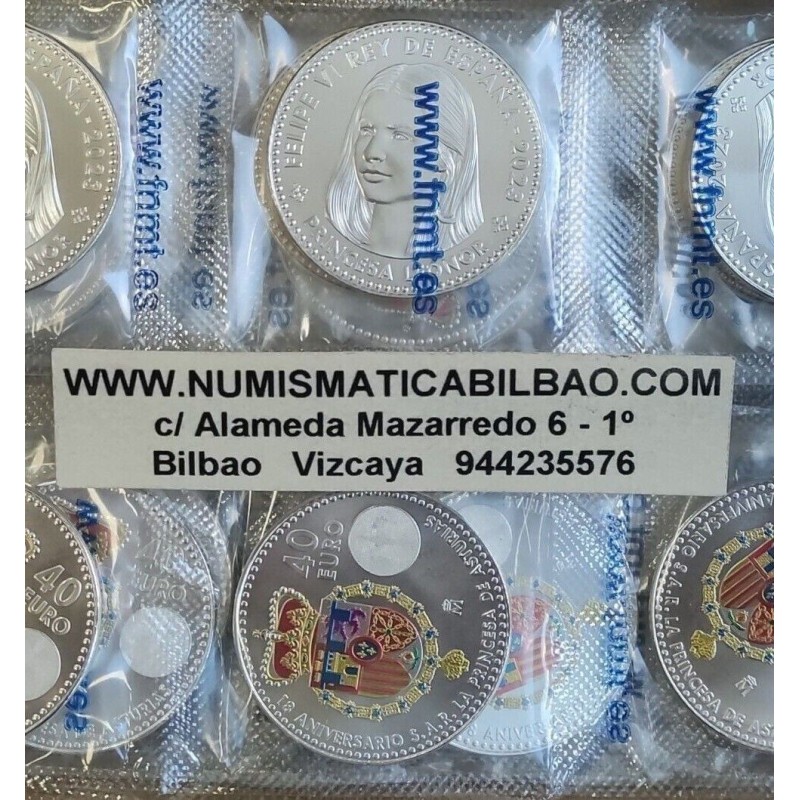 . 1 aacoin @2/NOVIEMBRE Envío@ ESPAÑA 40 EUROS 2023 PRINCESA LEONOR MONEDA DE PLATA SC COLORES FNMT