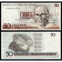 BRASIL 50 CRUZEIROS sobre 50 CRUZADOS NOVOS 1990 ESCRITOR Pick 223 Firma 26 BILLETE SC BRAZIL UNC BANKNOTE