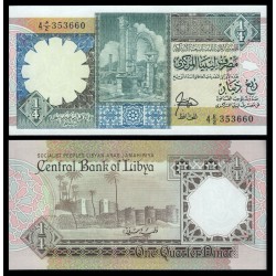 LIBIA 1/4 DINAR 1990 EPOCA DE GADAFFI RUINAS ANTIGUAS Pick 52B BILLETE SC Libya UNC BANKNOTE