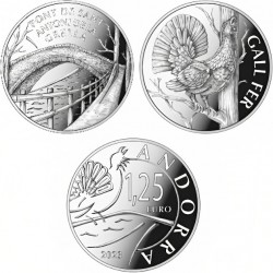 . @1/DICIEMBRE Envío@ 2 monedas x ANDORRA 1,25 EUROS 2023 UROGALLO y PUENTE SANT ANTONI NICKEL SC ESTUCHE OFICIAL