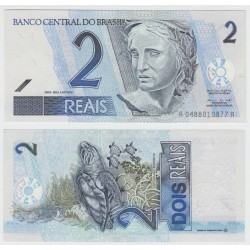 BRASIL 2 REALES 2001 TORTUGA y DAMA ALEGORIC Serie A...A Pick 249.A BILLETE SC Brazil UNC BANKNOTE