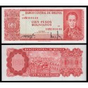 BOLIVIA 100 PESOS BOLIVIANOS 1962 SIMON BOLIVAR y ACTA DE INDEPENDENCIA Pick 164A BILLETE SC UNC BANKNOTE