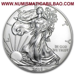 @1 ONZA 2018@ ESTADOS UNIDOS 1 DOLAR 2018 EAGLE LIBERTY MONEDA DE PLATA PURA SC $1 Dollar Coin USA United States OZ OUNCE