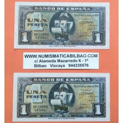 1 Billete NUEVO x ESPAÑA 1 PESETA 1940 CARABELA DE CRISTOBAL COLON Serie D Pick 122A BILLETE SC Spain UNC BANKNOTE