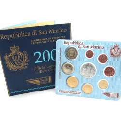 SAN MARINO CARTERA OFICIAL EUROS 2005 SET KMS 1+2+5+10+20+50 CENTIMOS 1 EURO + 2 EUROS 2005 + 5 EUROS PLATA