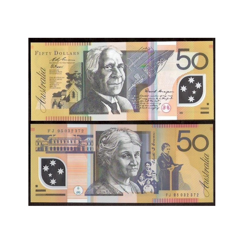 @RARO@ AUSTRALIA 50 DOLARES 1995 FRASESER y EVANS Pick 54A BILLETE DE PLASTICO SC $50 UNC BANKNOTE