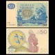 @PVP NUEVO 80€@ SUECIA 50 KRONOR 1984 REY GUSTAV III - SOL y PAJAROS Pick 53D BILLETE SC y DOBLEZ CENTRAL