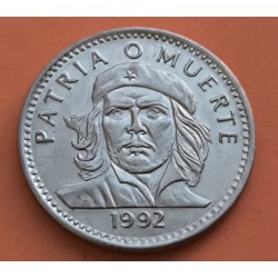 1 moneda x CUBA 3 PESOS 1992 ERNESTO CHE GUEVARA PATRIA o MUERTE KM.346A MONEDA DE NICKEL MBC+ Caribe R/1