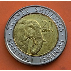 KENIA 20 SHILLINGS 2018 GRAN ELEFANTE AFRICANO KM.48 MONEDA BIMETALICA EBC Kenya 20 Shillings