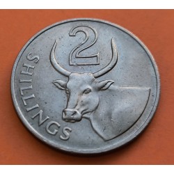GAMBIA 2 SHILLINGS 1966 BUEY AFRICANO e ISABEL II KM.5 MONEDA DE NICKEL SC- Africa coin OX