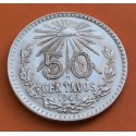 MEXICO 50 CENTAVOS 1945 AGUILA y VALOR KM.447 MONEDA DE PLATA EBC silver coin WWII R/2