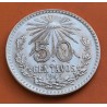 MEXICO 50 CENTAVOS 1945 AGUILA y VALOR KM.447 MONEDA DE PLATA EBC silver coin WWII R/2