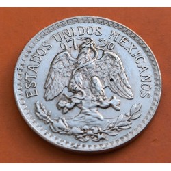 MEXICO 50 CENTAVOS 1945 AGUILA y VALOR KM.447 MONEDA DE PLATA EBC silver coin WWII R/2